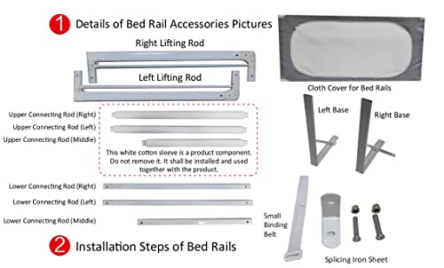 AGIMOLI Baby Bed Rail with Safety Y-Strap Extra Long Twin Full Queen King Size Infants Toddlers Guardrail with Reinforce Anchor Safety System (Grey, 75 inch (Pack of 1))