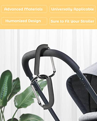 Stroller Hooks, 6.3" Large Stroller Clip, 2 Pack Stroller Hooks for Hanging Bags and Shopping, Stroller Accessories for Mommy, Large Carabiner