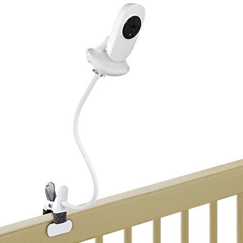 Flexible Baby Monitor Mount for VTech VM819 Baby Monitor Baby Camera Holder Stand Shelf, Versatile Twist Mounting for Crib Nursery Cot Shelves or Furniture, Baby Monitor Kits, White, No Drill