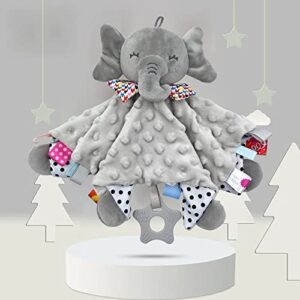 Baby Comforter Blanket,Elephant Blanket,Sweet Loveys for Babies, Cuddle Blanket,Baby Cuddly Toy with Crinkle Foil and Bell,Soft Comforter for Newborn,Baby boy & Girl Gift (Elephant)