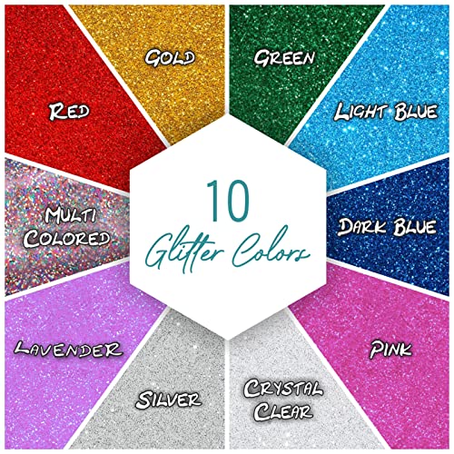 Glitter - 10 Count Fine Glitter Set - 4oz Shaker Bottles Glitter for Resin, Glitter for Crafts - Glitter Shaker Bottle, Glitter for Tumblers, Craft Glitter for Scrapbooking - Bulk Glitter Set