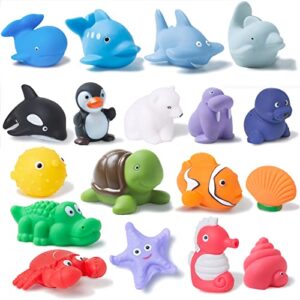 Mold Free Bath Toys 18 Pcs for Toddlers/ Infants 6 - 12- 18 Months, No Hole No Mold Bathtub Toys, 1 2 3 4 Years Old Kids (18 Pcs Ocean Animals with Mesh Bag)