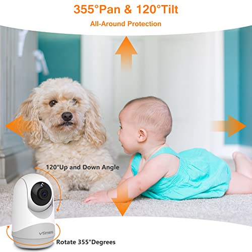 VTimes Video Baby Monitor with Camera and Audio, 3.2" IPS Screen, Baby Monitor Camera No WiFi Night Vision VOX Mode Pan-Tilt-Zoom Temperature Display 2 Way Audio Lullabies and 1000ft Range