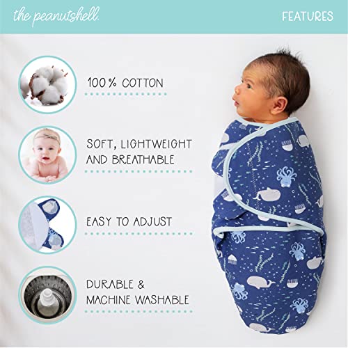 The Peanutshell Baby Swaddle Set for Boys or Girls - Unisex 3 Pack - Nautical Theme (Small/Medium - 0-3 Months)