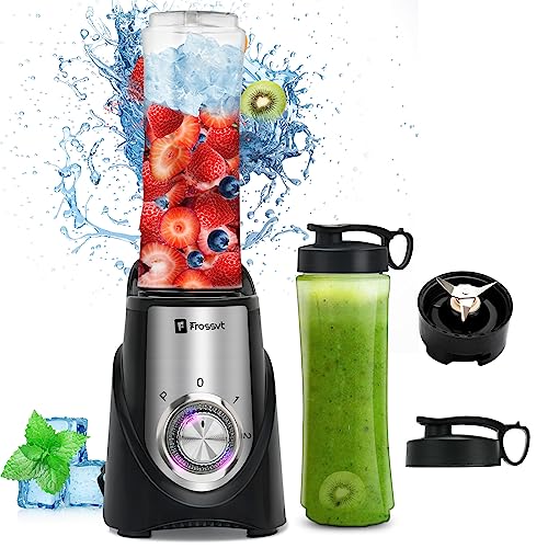 Frossvt Personal Blender for Shakes and Smoothies, Powerful Smoothie Blender with 450w Powerful Motor 2 x Travel Cups 20oz Pulse Technology BPA-Free