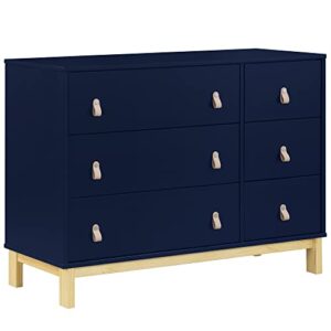 babygap by delta children legacy 6 drawer dresser with leather pulls - greenguard gold certified, navy/natural
