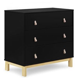 babygap by delta children legacy 3 drawer dresser with leather pulls - greenguard gold certified, ebony/natural