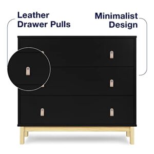 babyGap by Delta Children Legacy 3 Drawer Dresser with Leather Pulls - Greenguard Gold Certified, Ebony/Natural