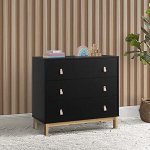 babyGap by Delta Children Legacy 3 Drawer Dresser with Leather Pulls - Greenguard Gold Certified, Ebony/Natural