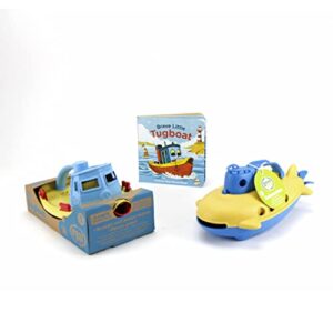 Green Toys Tugboat Blue, Submarine Blue and Tug Board Book Bundle