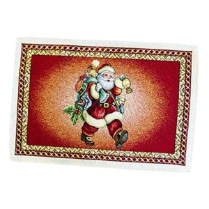 christmas placemats with santa set of 2 red fabric holiday glitter with gold lurex (set of 2) size:13in x 19in (34cm x 49cm)