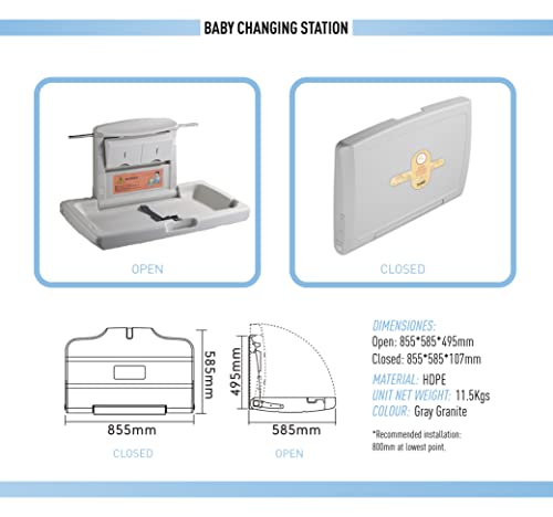 Baby Changing Station Wall Mount, Fold Down Diaper Changing Table, Diaper Changing Station, for Commercial bathrooms