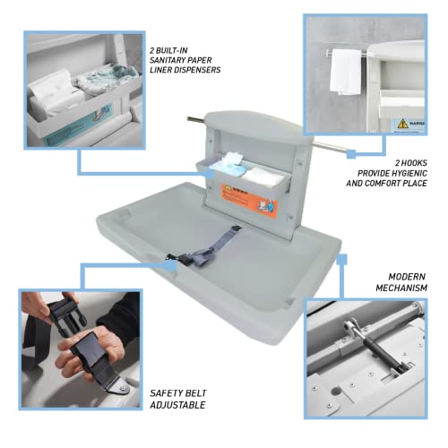 Baby Changing Station Wall Mount, Fold Down Diaper Changing Table, Diaper Changing Station, for Commercial bathrooms