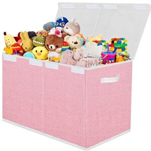 pantryily toy storage box for girls, large kids toy chest boxes organizers and storage 24.5"x13"x16"(pink)