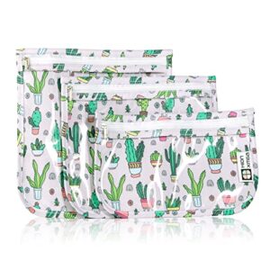 hionxmga tsa approved toiletry bag,set of 3 clear travel toiletry bags quart size zipper travel pouch,waterproof travel makeup cosmetic bag for women men toiletries carry on airport,cacti a