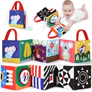 baby books 0-6 months, newborn toys, high contrast baby toys with mirror and teether, baby toys 3-6-12 months, infant toys 0-3 months, tummy time toy, soft sensory touch feel book crib toy shower gift