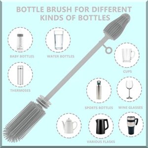 Silicone Baby Bottle Brush and Straw Cleaner Brush Set,Silicone Fully Encased Dish Brush,Versatile Deep Cleaning Long Water Bottle Brushes,Heat Resistant Sturdy Kitchen Brush,Hangable Cup Brush