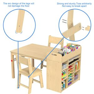 GDLF Kids Art Table and Chairs Set Craft Table with Large Storage Desk and Portable Art Supply Organizer for Children Ages 8-12, 47" L x 30" W