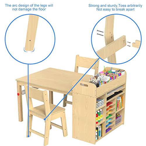 GDLF Kids Art Table and Chairs Set Craft Table with Large Storage Desk and Portable Art Supply Organizer for Children Ages 8-12, 47" L x 30" W