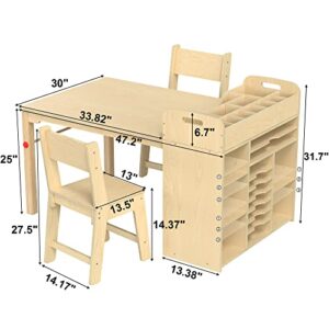 GDLF Kids Art Table and Chairs Set Craft Table with Large Storage Desk and Portable Art Supply Organizer for Children Ages 8-12, 47" L x 30" W