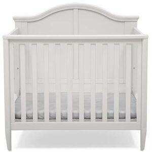 delta children parker mini convertible baby crib with mattress and 2 sheets - greenguard gold certified, bianca white
