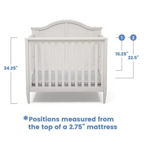 Delta Children Parker Mini Convertible Baby Crib with Mattress and 2 Sheets - Greenguard Gold Certified, Bianca White