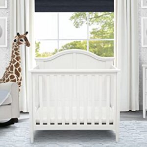 Delta Children Parker Mini Convertible Baby Crib with Mattress and 2 Sheets - Greenguard Gold Certified, Bianca White