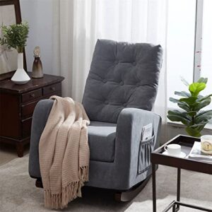 ucloveria rocking chair mid-century modern nursery rocking armchair upholstered tall back accent glider rocker for living room grey