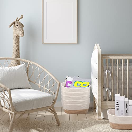 6 Pcs Cotton Rope Woven Basket for Storage, Baskets for Organizing Storage Baskets Rope Basket with Handles for Cloth, Blanket, Toys, Living Room Bathroom Laundry Nursery Room, 12'' x 8'' x 6''