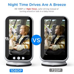 Baby Car Camera Monitor, Baby Car Mirror Baby Rear Facing Seat, HD 1080P Night-Vision Baby Camera for Car for Infant Toddler Car Seats