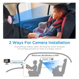 Baby Car Camera Monitor, Baby Car Mirror Baby Rear Facing Seat, HD 1080P Night-Vision Baby Camera for Car for Infant Toddler Car Seats