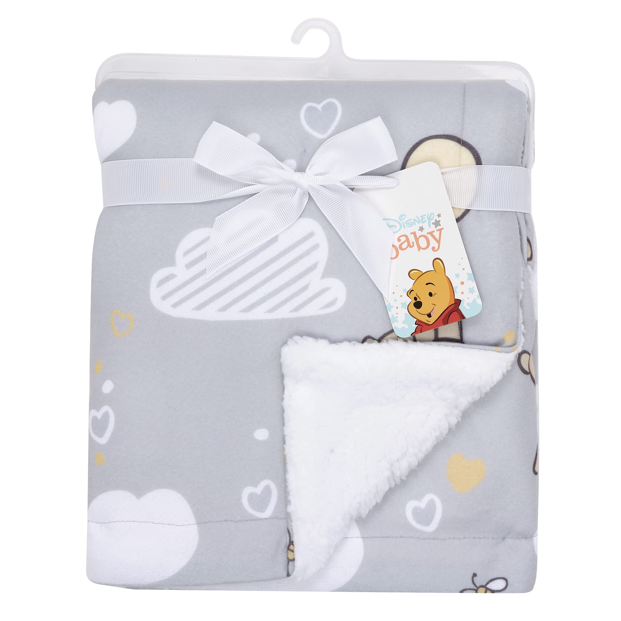 Lambs & Ivy Disney Baby Hunny Bear Winnie The Pooh Gray Soft Sherpa Baby Blanket