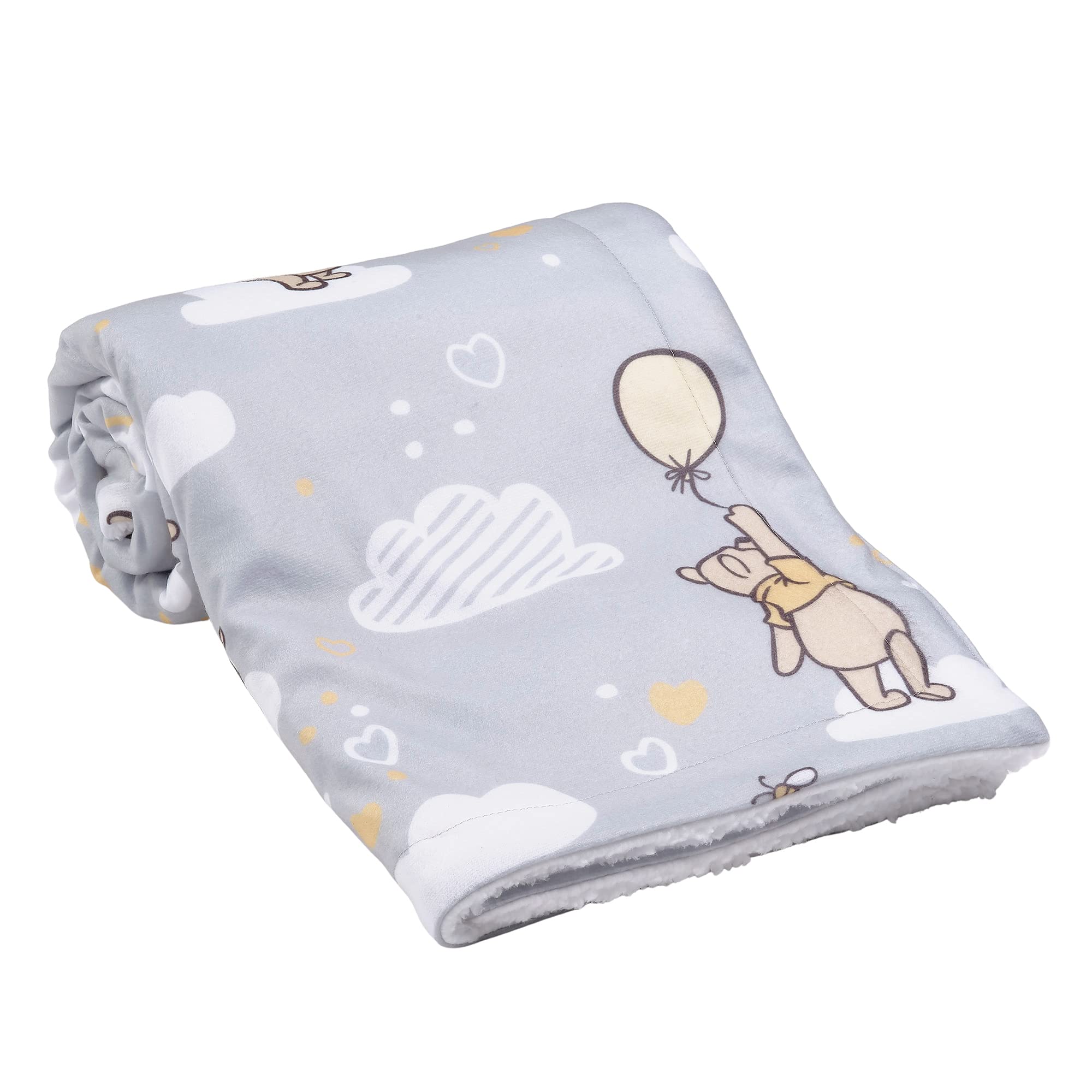 Lambs & Ivy Disney Baby Hunny Bear Winnie The Pooh Gray Soft Sherpa Baby Blanket