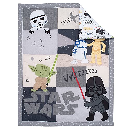 Lambs & Ivy Star Wars Classic 3-Piece Baby Crib Bedding Set - Yoda/Darth Vader