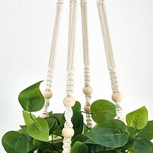 Mkono 2 Packs Fake Hanging Plant with Pot, Artificial Plants for Home Decor Indoor Macrame Plant Hanger with Fake Vines Faux Hanging Planter Greenery for Bedroom Bathroom Office Decor, Ivory (Pothos)