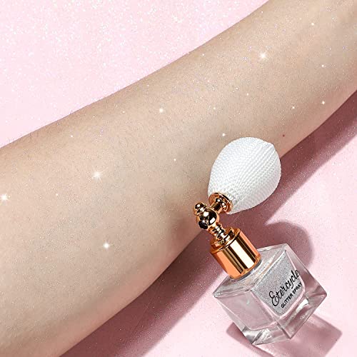 Silver Body Glitter Spray, Etercycle Shimmering Spray Powder Sparkle Powder, Cosmetic Shimmer Makeup Glitter for Hair and Body Face Clothes Nail Art Craft Design Easter Crafts