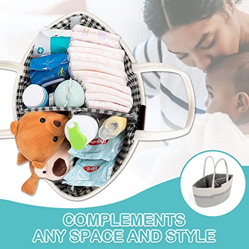 G.a HOMEFAVOR Baby Diaper Caddy Organizer - Extra Large Nappy Caddy Rope Nursery Storage Bin - Large Diaper Basket, 3 Compartments and 2 Removable Dividers, Grey