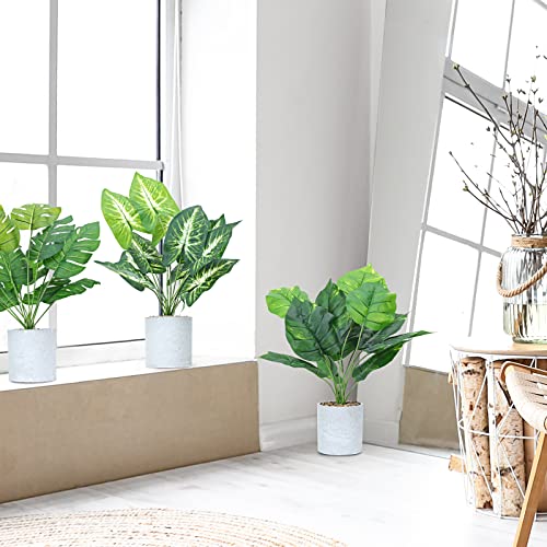 CEWOR 3 Pack Fake Plants Artificial Potted Faux Plants for Indoor Office Desk Shelf Bathroom Home Farmhouse Decor