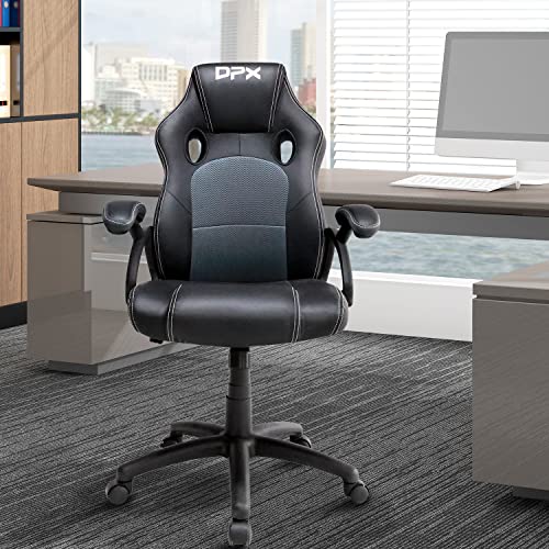 Executive Office Chair, Computer Desk Chair, Ergonomic PU Leather Swivel Managerial Chair, Adjustable High Back Task Chair with Padded Armrests, Black