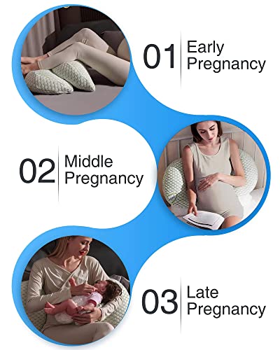 Busarilar Pregnancy Pillows for Sleeping, Maternity Pillow, Pregnancy Body Pillow Support for Back, Legs, Belly, Hips of Pregnant Women, Detachable and Adjustable with Pillow Cover (White, Small)