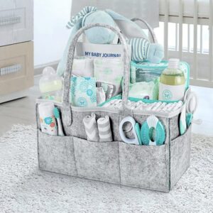 Baby Diaper Caddy Nursery Storage Bin and Car Organizer for Diapers and Baby Wipes Grey
