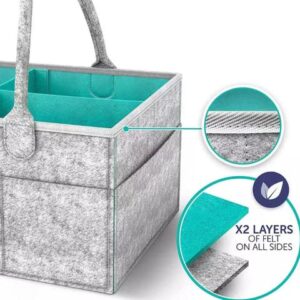 Baby Diaper Caddy Nursery Storage Bin and Car Organizer for Diapers and Baby Wipes Grey