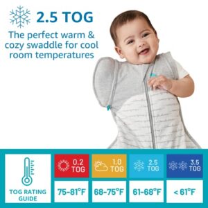 Love to Dream Swaddle UP Transition Bag Warm 2.5 TOG, Dreamer Olive, Medium, 13-19 lbs, Patented Zip-Off Wings, Gently Help Baby Safely Transition from Being Swaddled to Arms Free Before Rolling Over