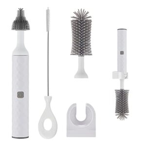 whnl electric bottle brush set with baby bottle brush cleaner, nipple brush,straw cleaner brush,travel baby essentials,gift for new moms,white