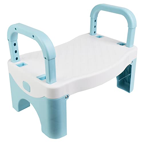 Kids Folding Step Stool for Kitchen, Bathroom Sink with Handle for Toddlers Boy & Girls, Toilet, Lightweight Plastic Potable Potty Training Stool and Seat-Turquoise