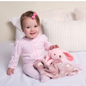 Believe BigDreams Rabbit Lovey Blanket - Baby Security Blankets for Girls - Polyester Baby Boy Security Blanket 15 x 15 Inches Lovies for Babies Glows in The Dark Stuffed Blanket Animal