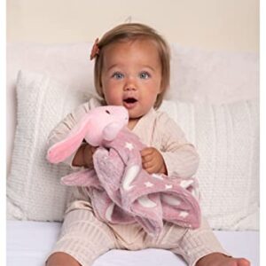 Believe BigDreams Rabbit Lovey Blanket - Baby Security Blankets for Girls - Polyester Baby Boy Security Blanket 15 x 15 Inches Lovies for Babies Glows in The Dark Stuffed Blanket Animal