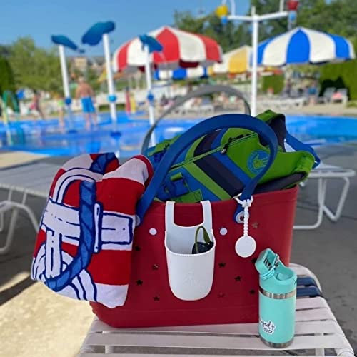 YNGCHNG Rubber Beach Bag With Swim Wet Bag,Waterproof Sandproof Washable Durable Open Tote Bag Travel Bag for Beach Outdoor (White, Large)