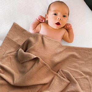 Lulu moon Muslin Baby Blanket Quilt - Crib Blanket for Toddlers 47"× 47" Caramel