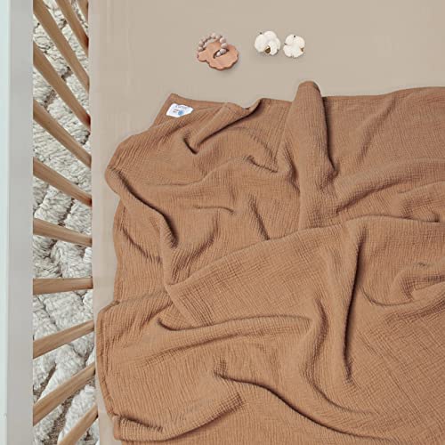 Lulu moon Muslin Baby Blanket Quilt - Crib Blanket for Toddlers 47"× 47" Caramel